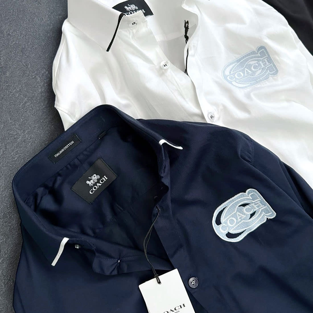 Coach Embroidered Blue Premium Cotton Shirt-1