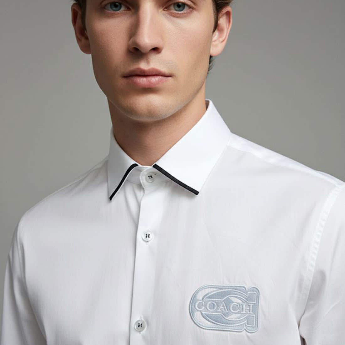 Coach Embroidered White Premium Cotton Shirt-0