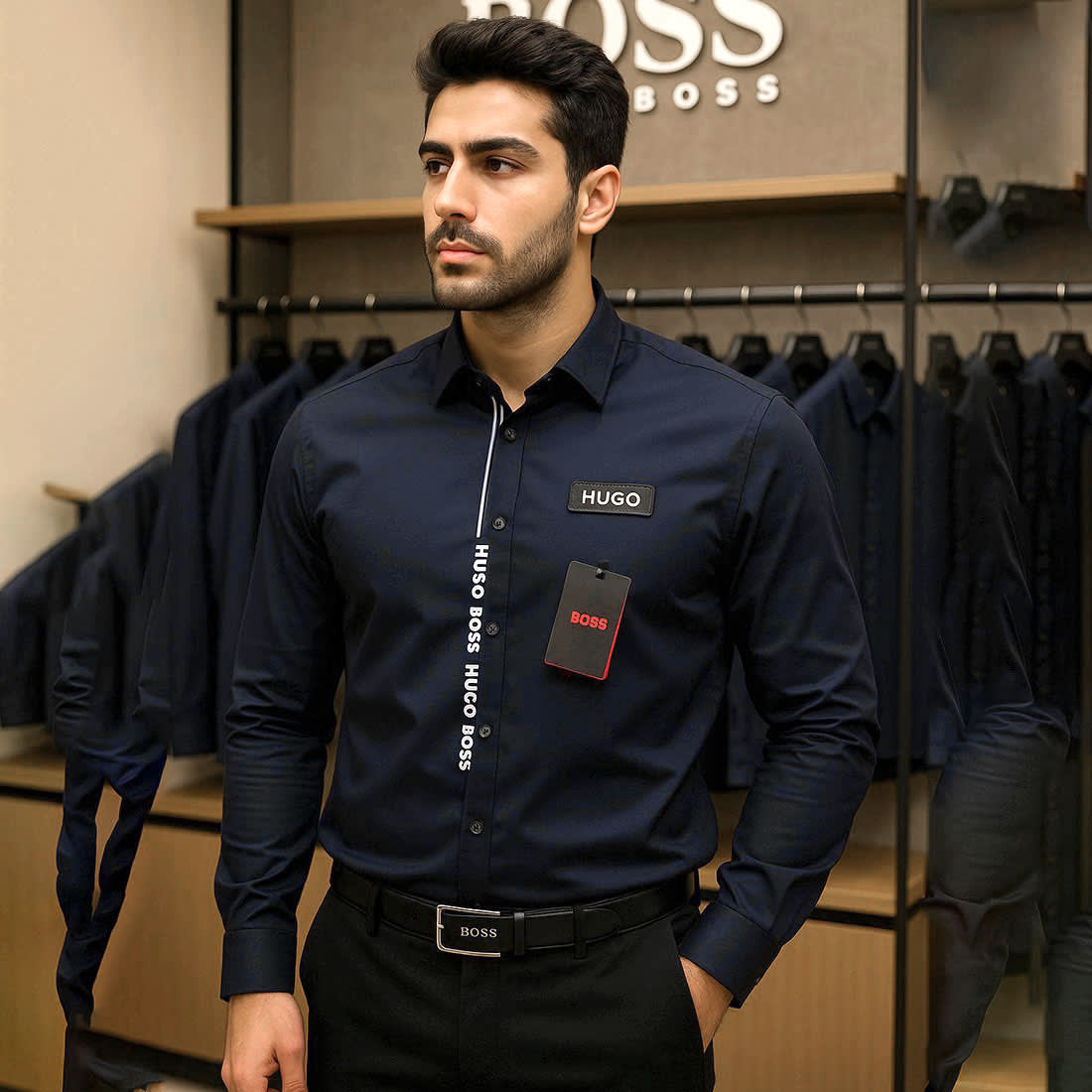 Hugo Boss Blue Premium Quality Shirt-0