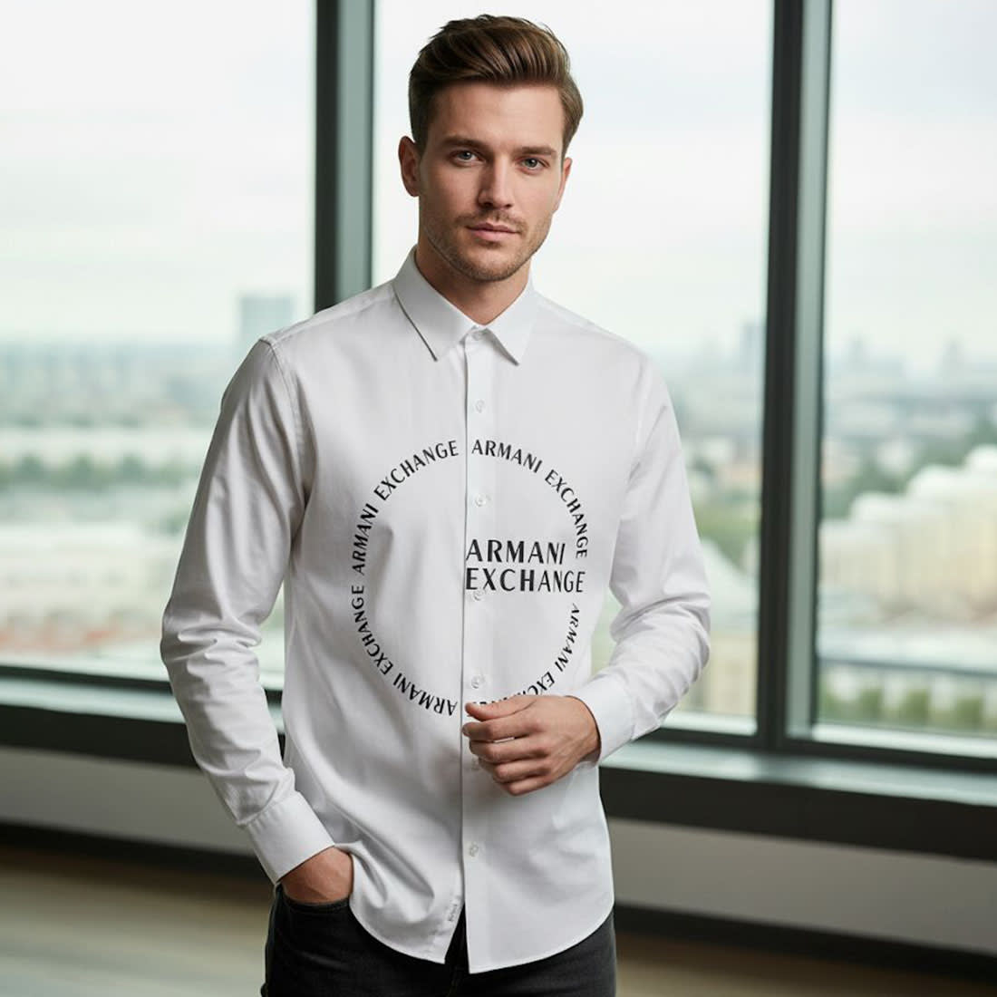 Armani Exchange White Cotton Shirt-1