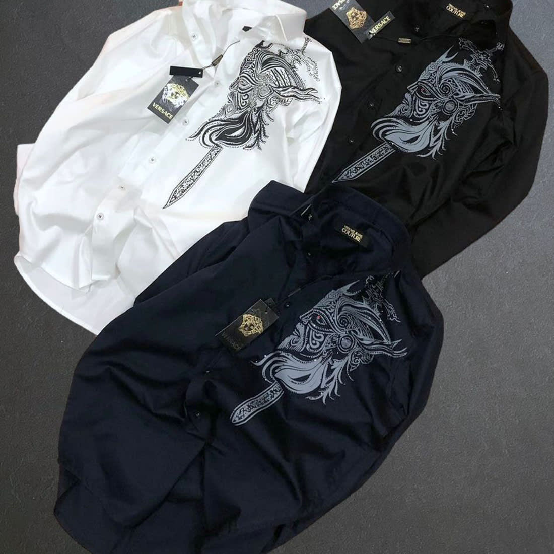 Versace Navy Blue Premium Cotton Shirt-4