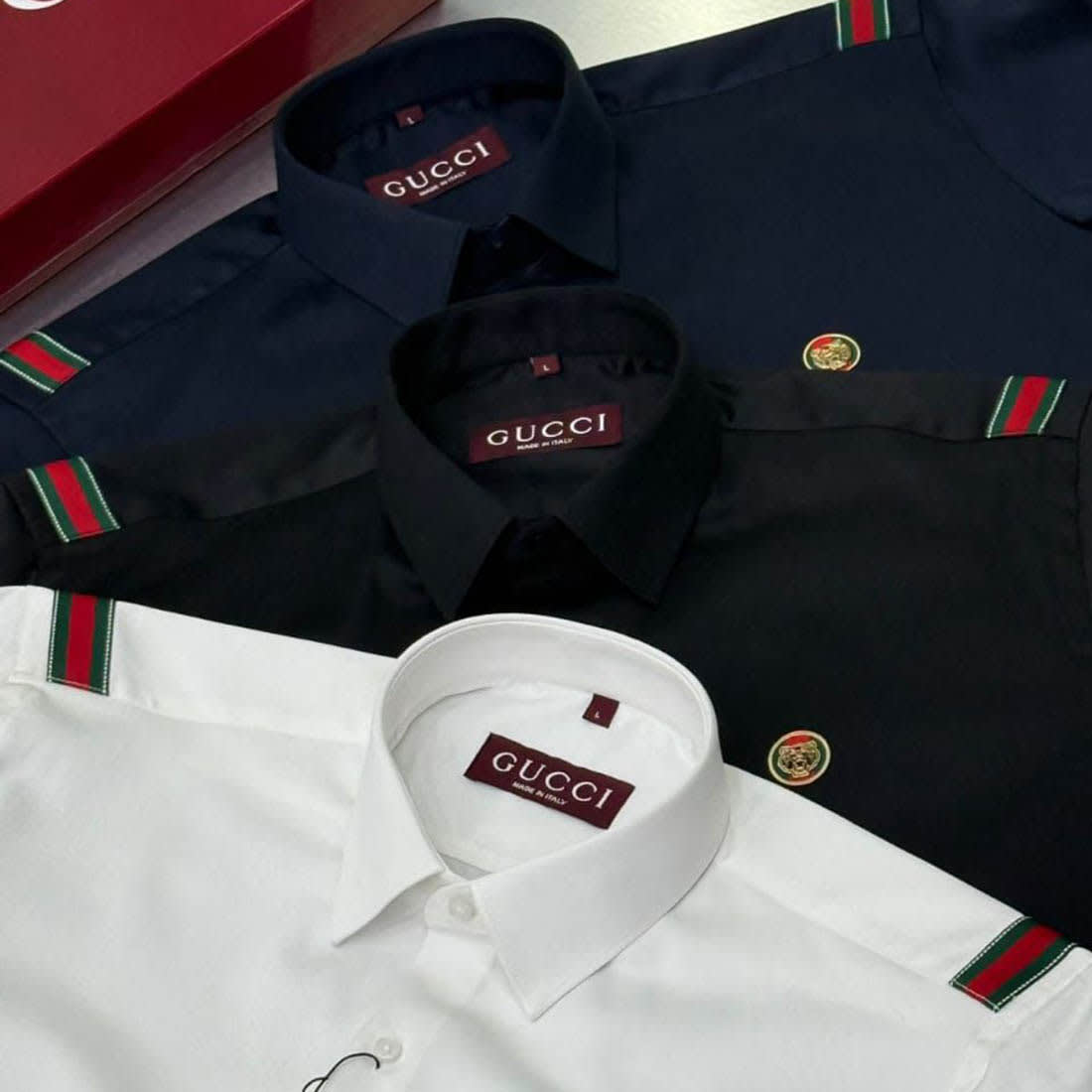 Gucci GG Embroidery Black Stretch Cotton Shirt-6