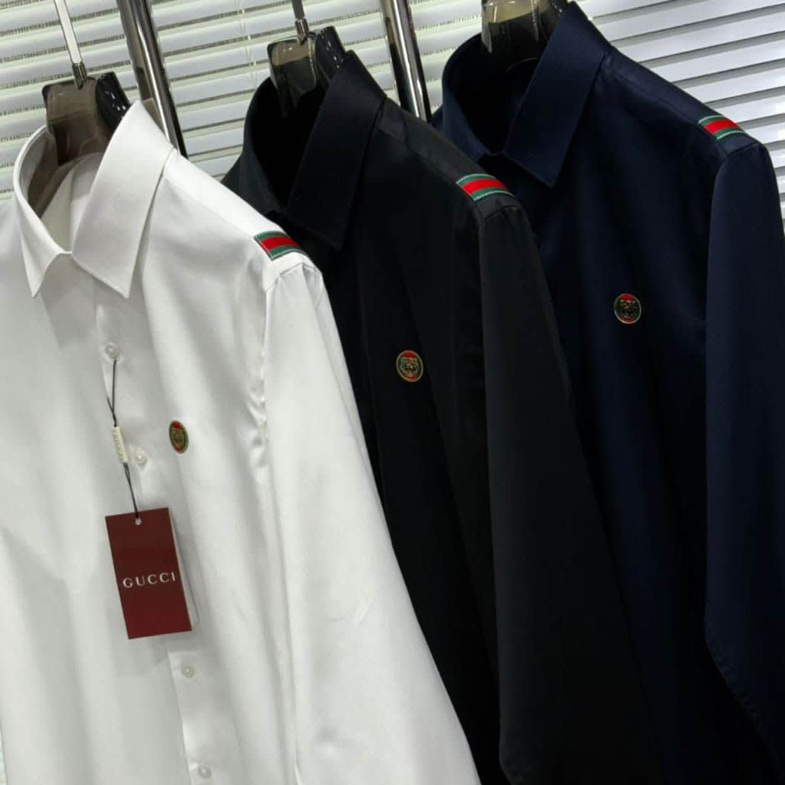 Gucci GG Embroidery Black Stretch Cotton Shirt-7