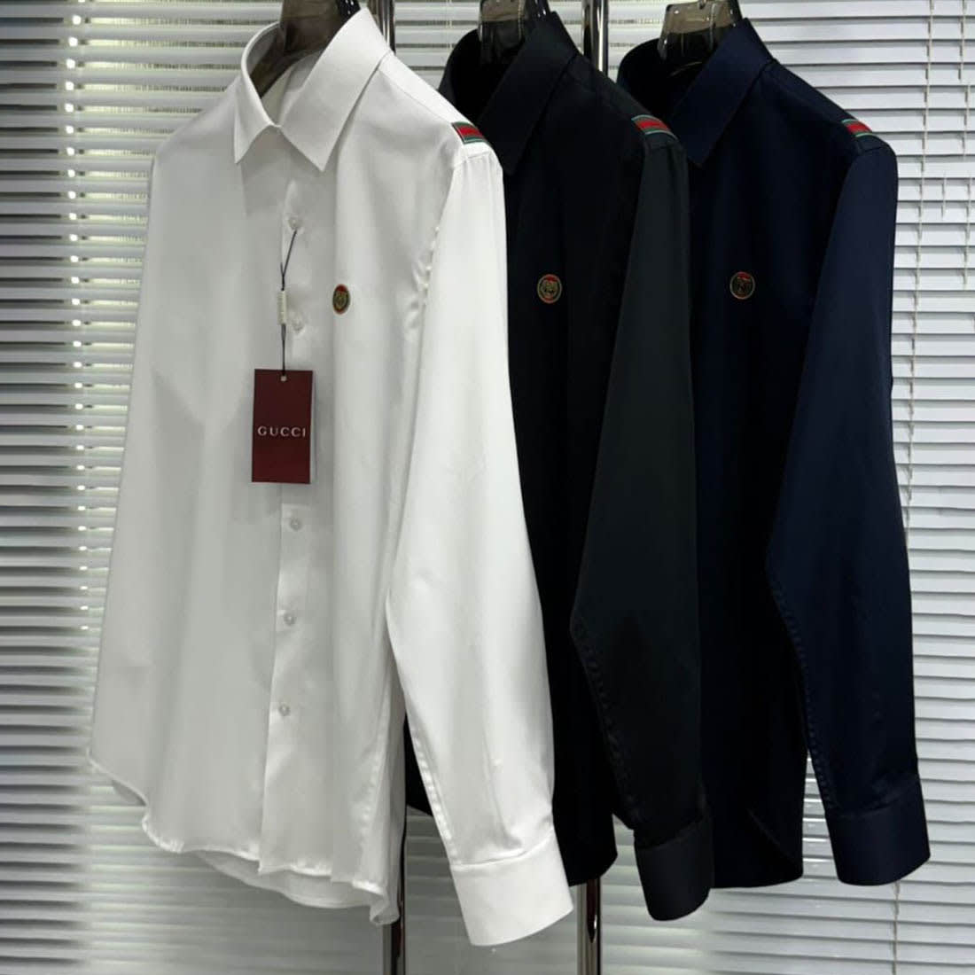 Gucci GG Embroidery Black Stretch Cotton Shirt-8