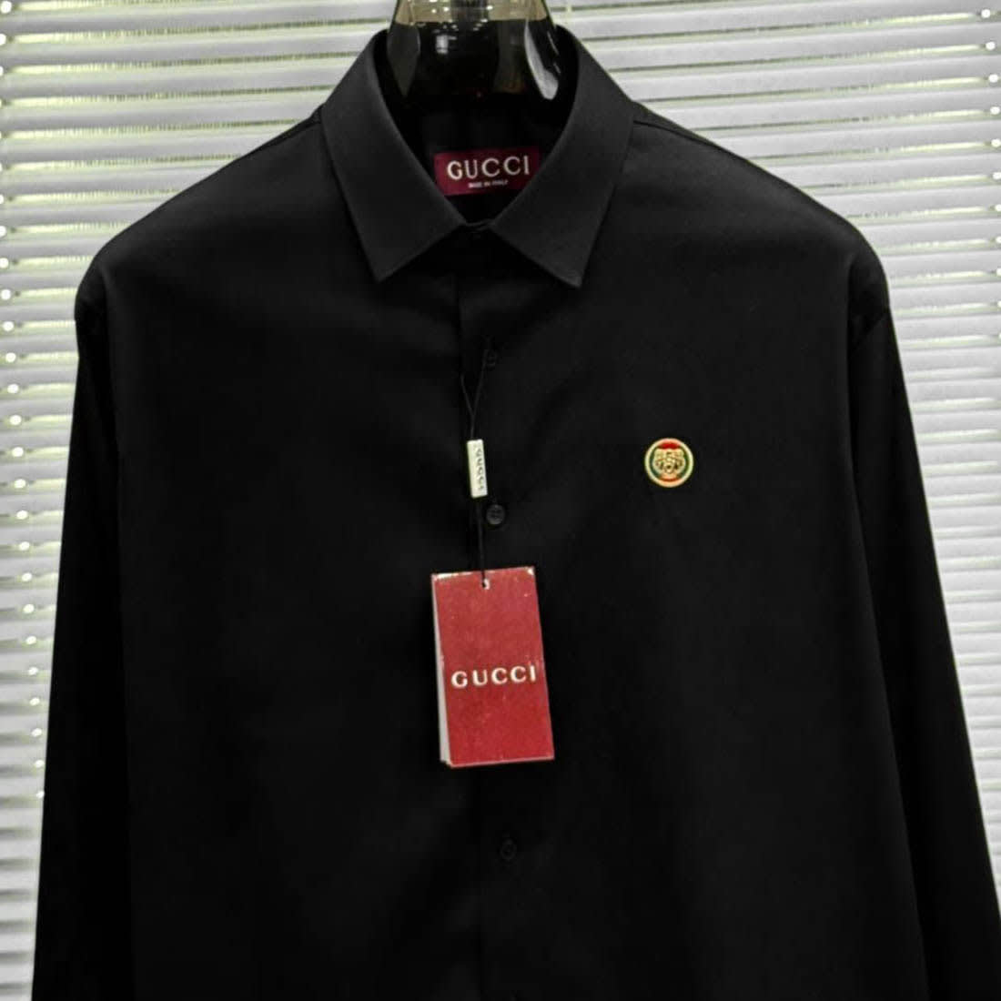 Gucci GG Embroidery Black Stretch Cotton Shirt-2