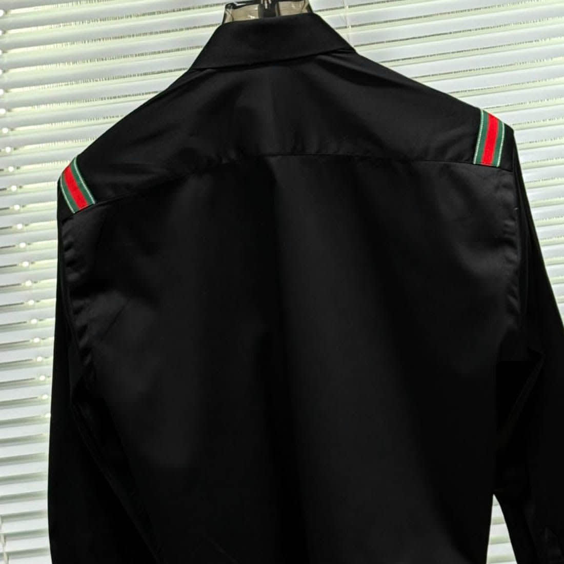 Gucci GG Embroidery Black Stretch Cotton Shirt-3