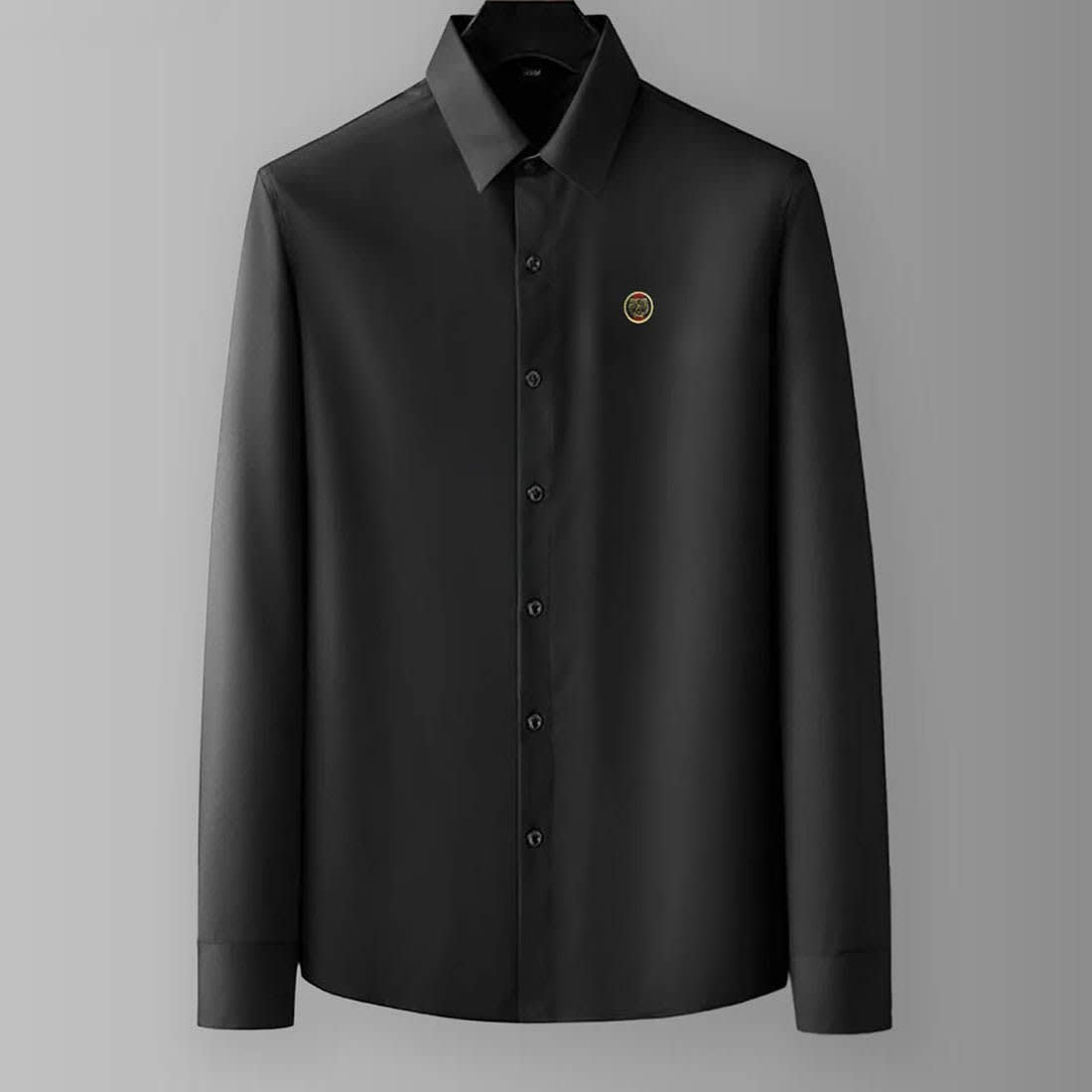 Gucci GG Embroidery Black Stretch Cotton Shirt-0