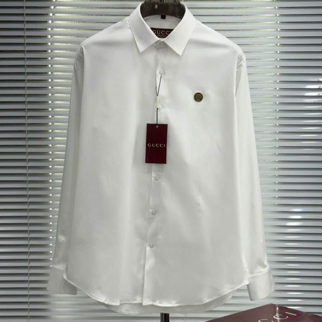 Gucci GG Embroidery White Stretch Cotton Shirt-0