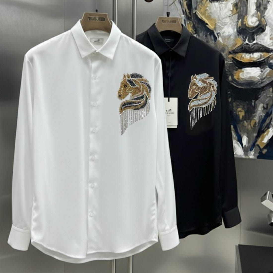 Hermès Embroidery Horse Logo Black Premium Shirt-4