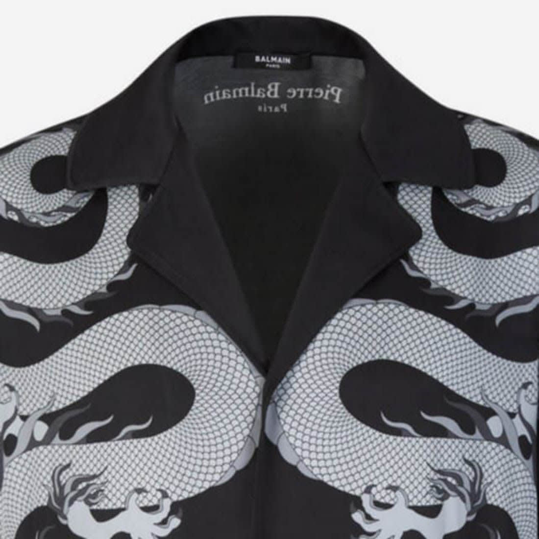 Balmain Paris Black Dragon Print Shirt-3