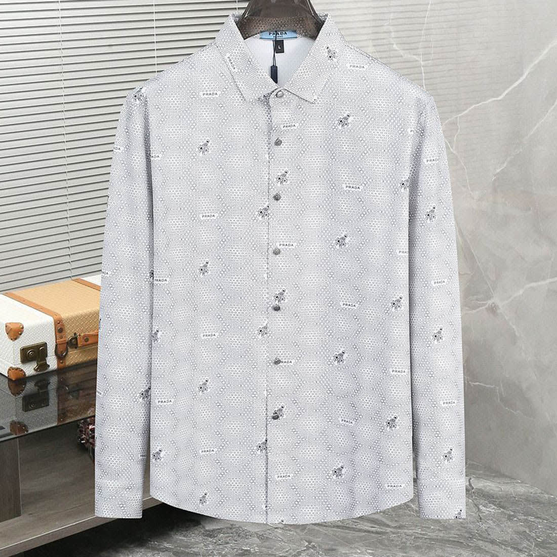 Prada Embroidery White Premium Quality Shirt-0