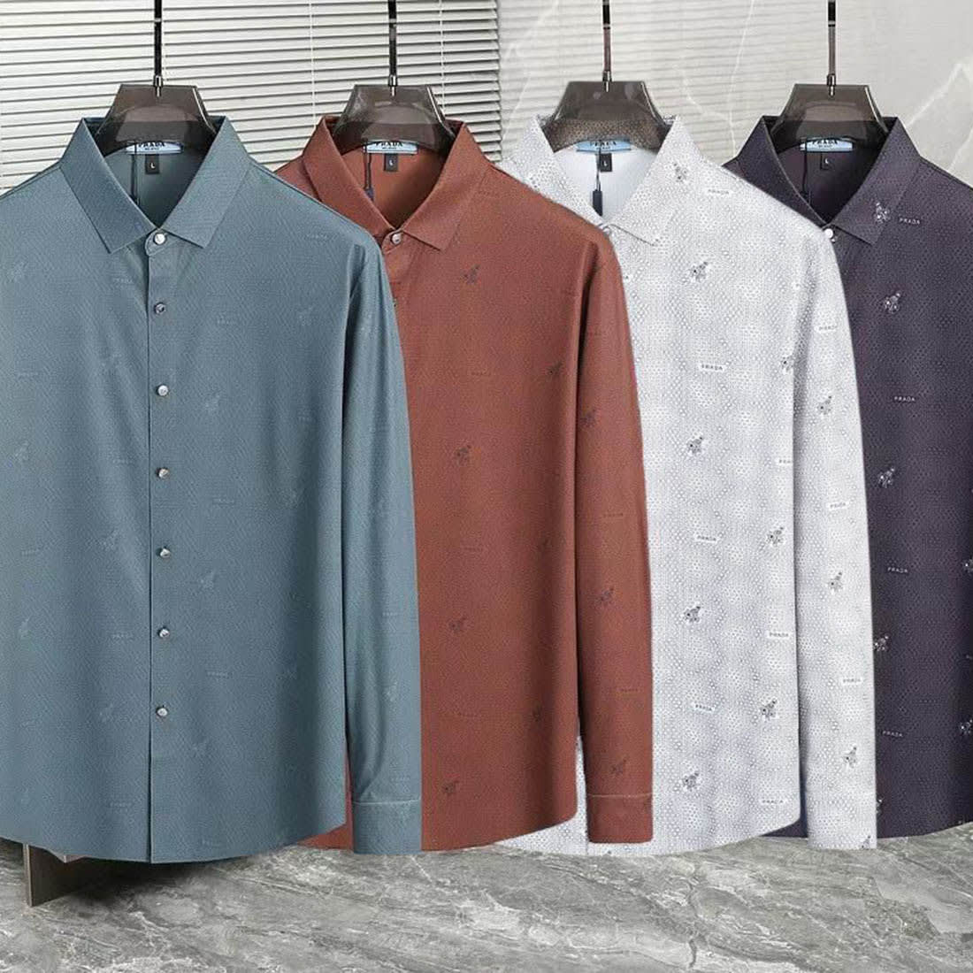 Prada Embroidery Brown Premium Quality Shirt-2