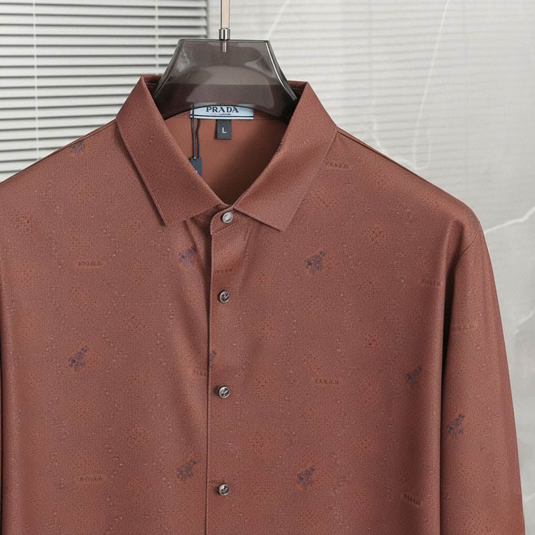 Prada Embroidery Brown Premium Quality Shirt-1