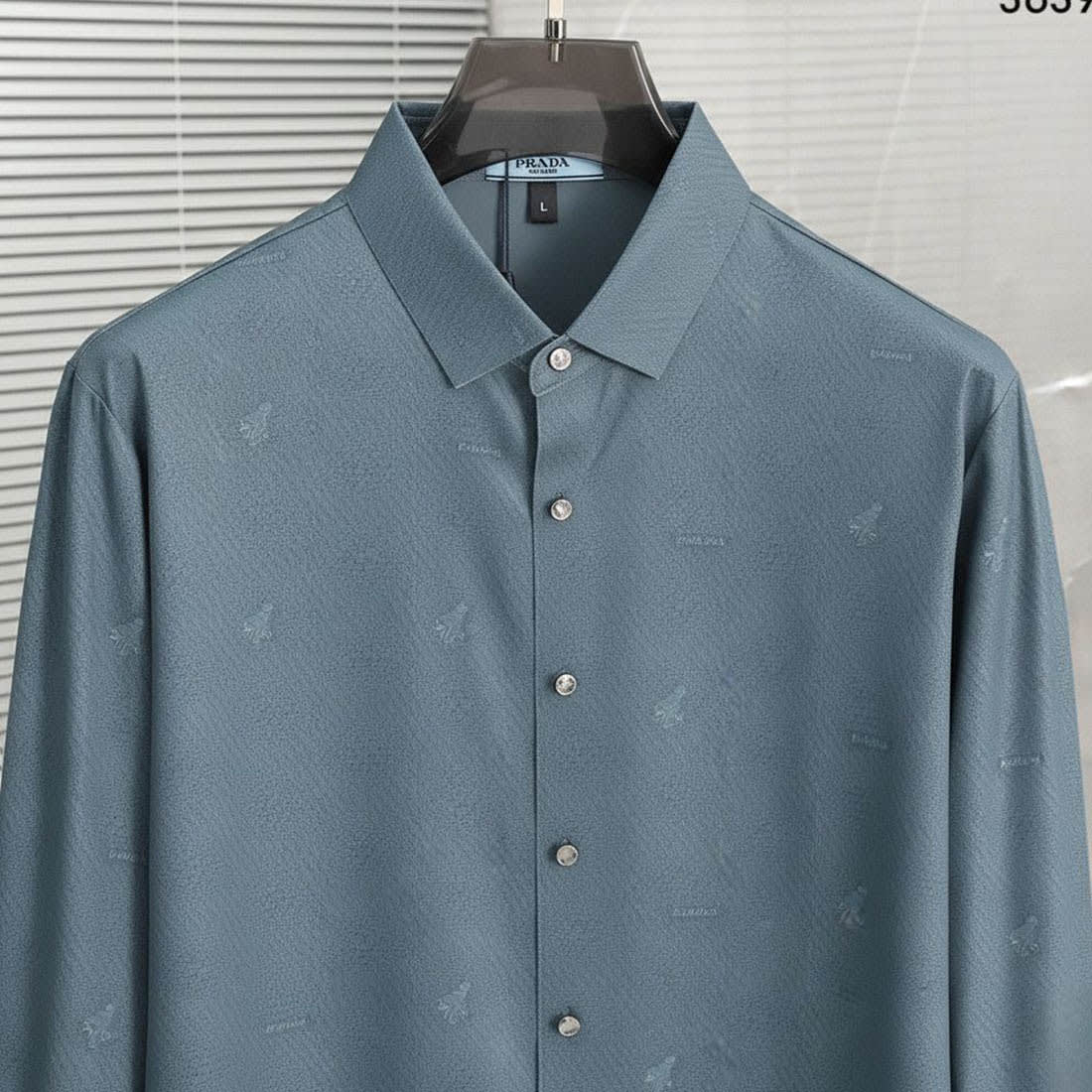 Prada Embroidery Blue Premium Quality Shirt-1