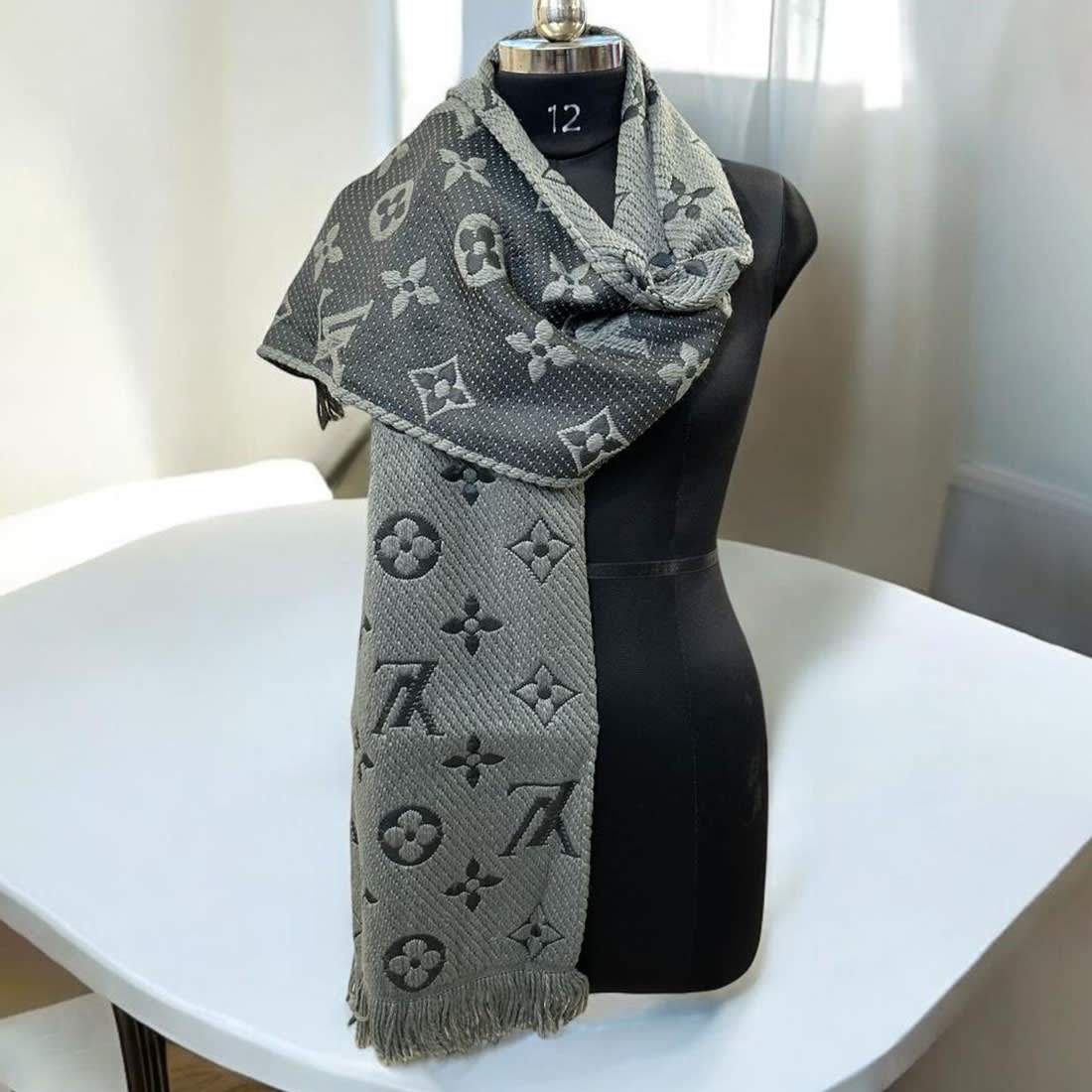 Louis Vuitton Grey Cashmere Wool Blend Scarf-1