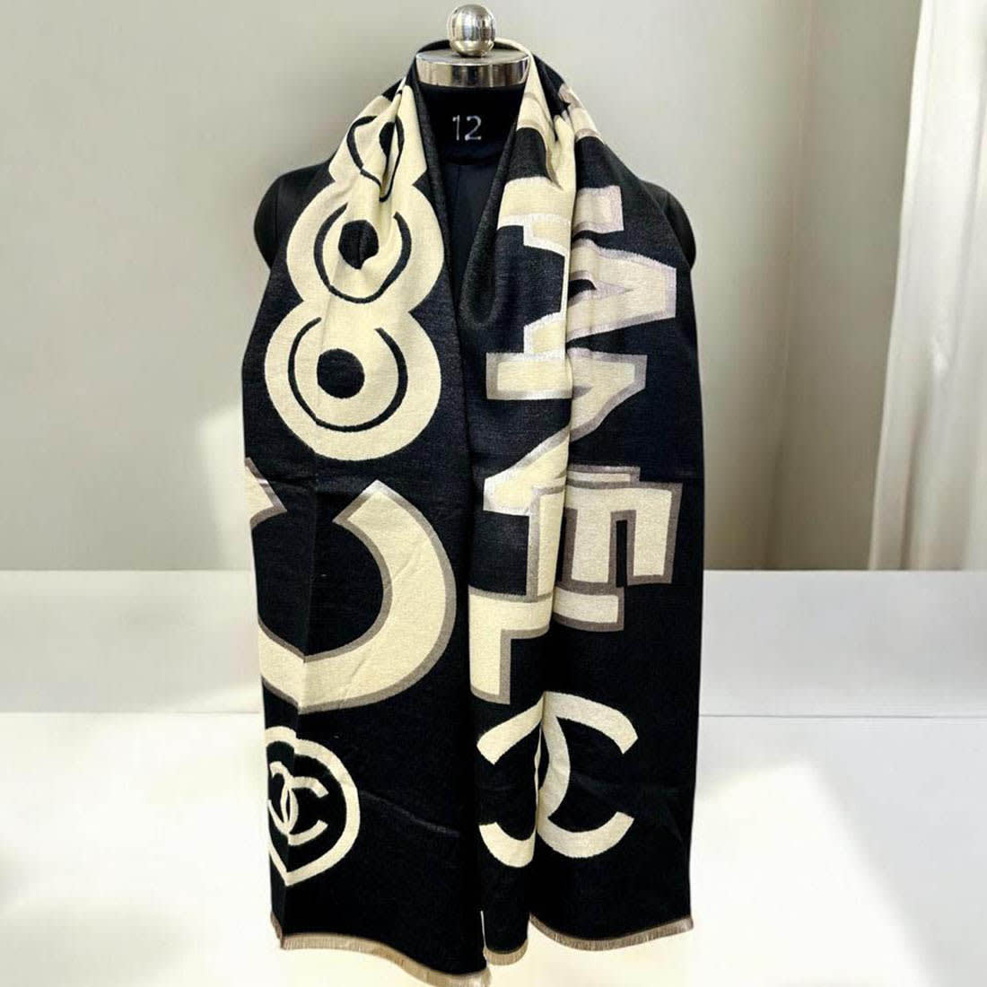 Chanel Designer Black Woolen Stole-0