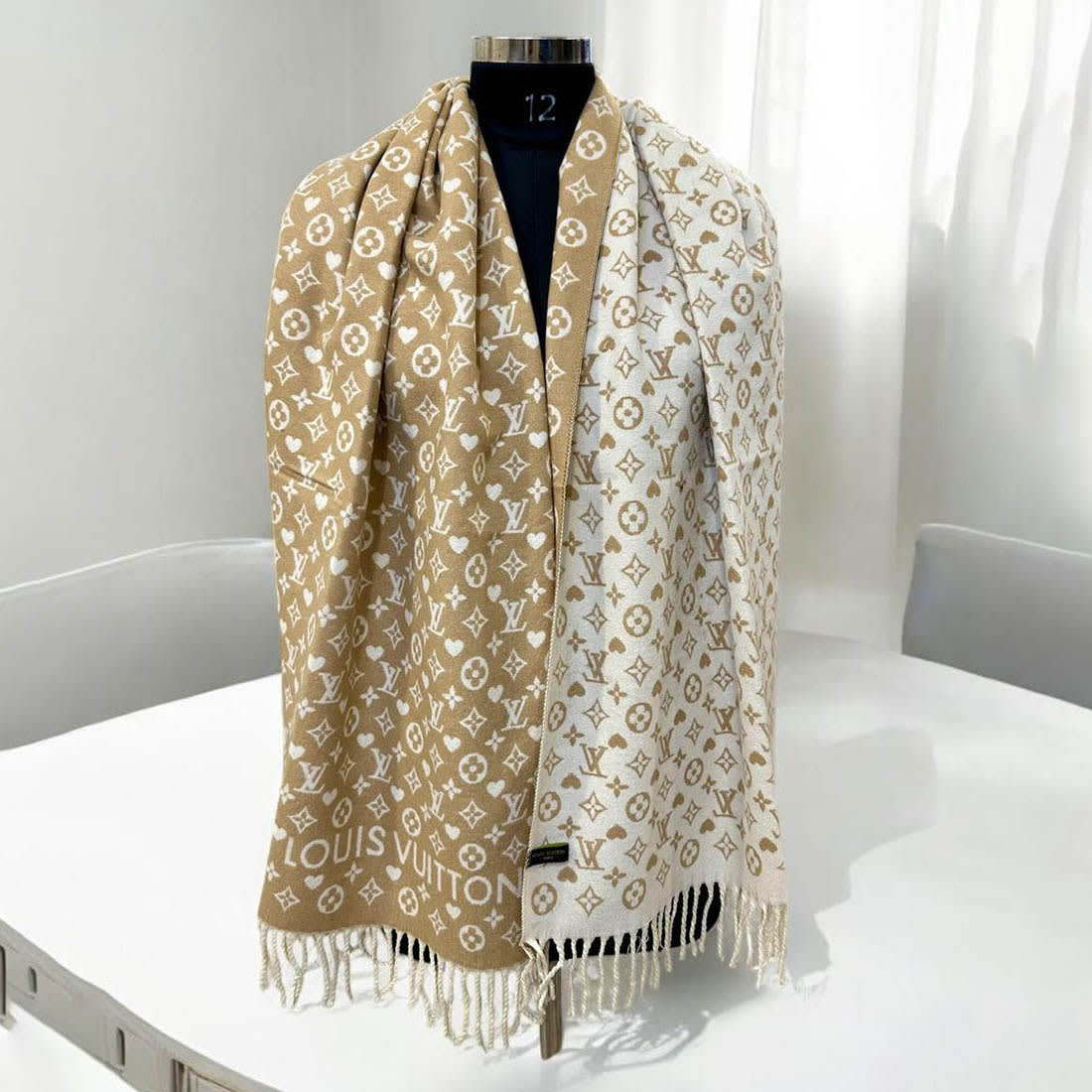 Louis Vuitton Beige Cashmere Wool Blend Scarf-0