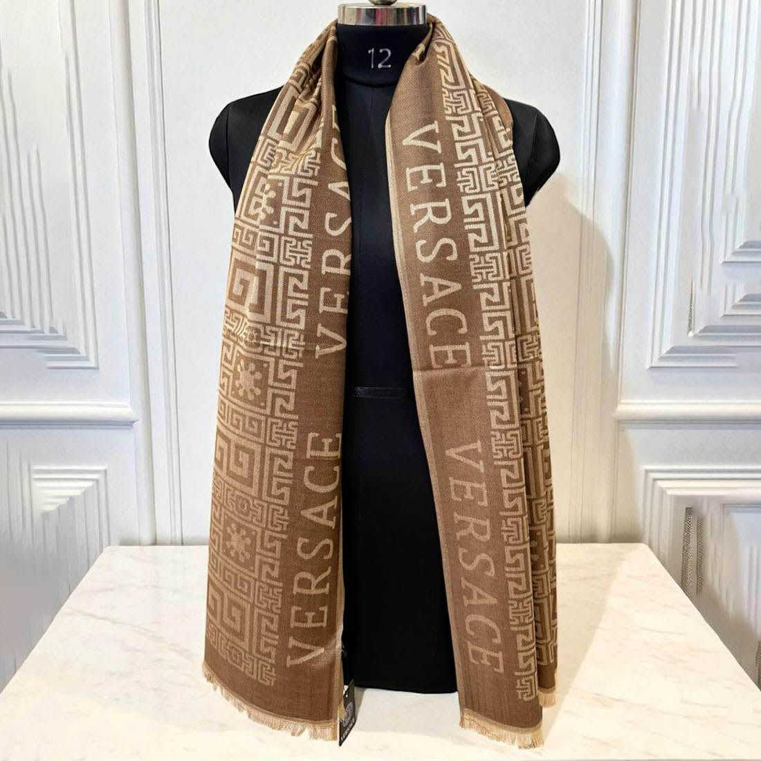 Versace Designer Brown Silk Stole-1