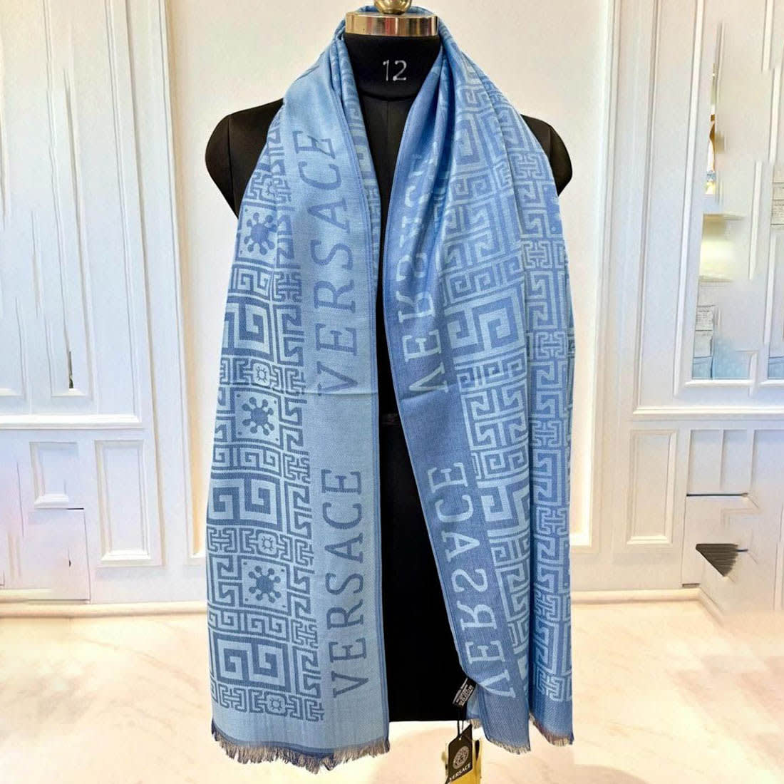Versace Designer Blue Silk Stole-0