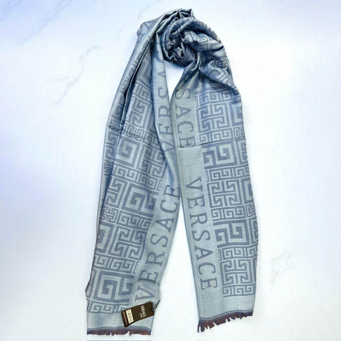 Versace Designer Blue Silk Stole-1