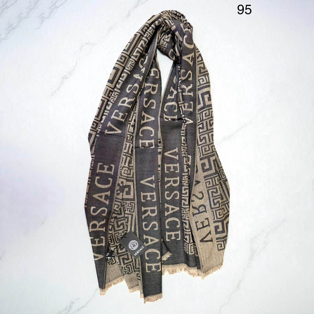 Versace Designer Dark Brown Silk Stole-1