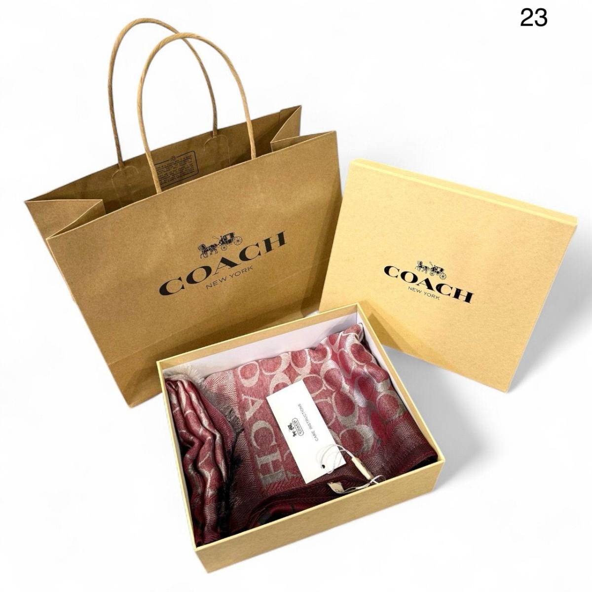 Coach Signature Wine  Woollen Stole-3