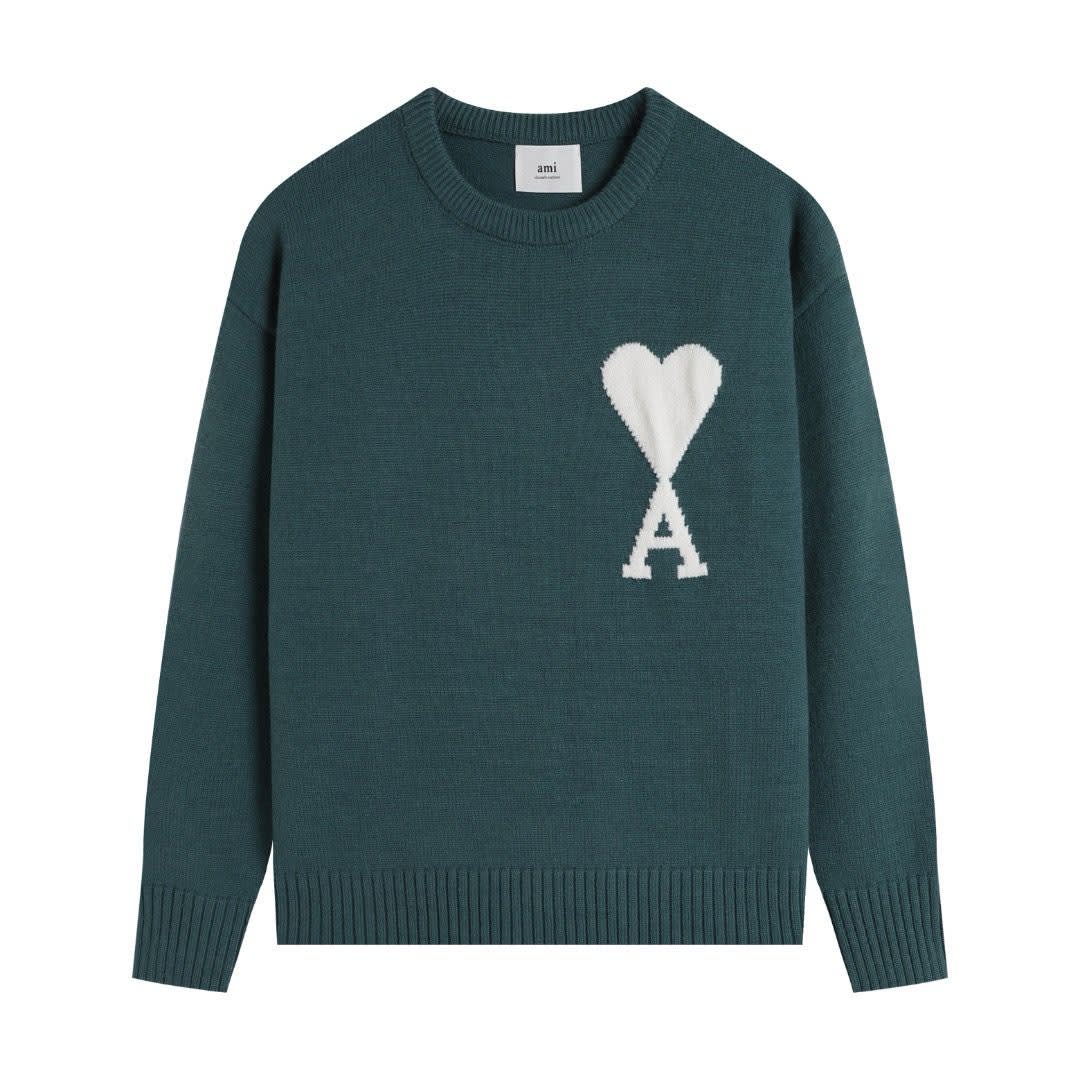 Ami Paris Ami Paris Dark Green Crewneck Pullover-0