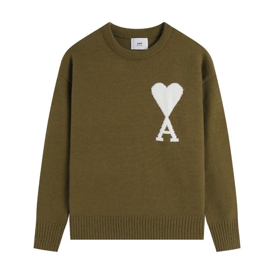 Ami Paris Ami Paris Dark Brown Crewneck Pullover-0