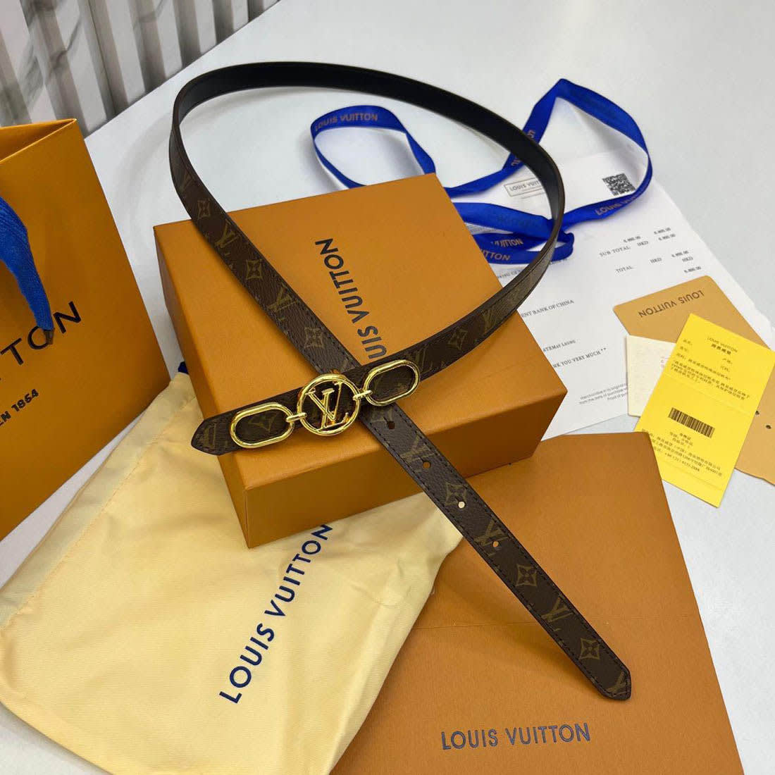 Louis Vuitton Brown & Golden Premium Quality Belt-0