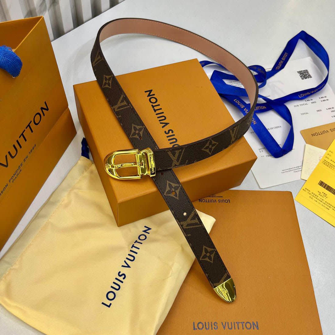 Louis Vuitton Brown & Golden Premium Quality Belt-0