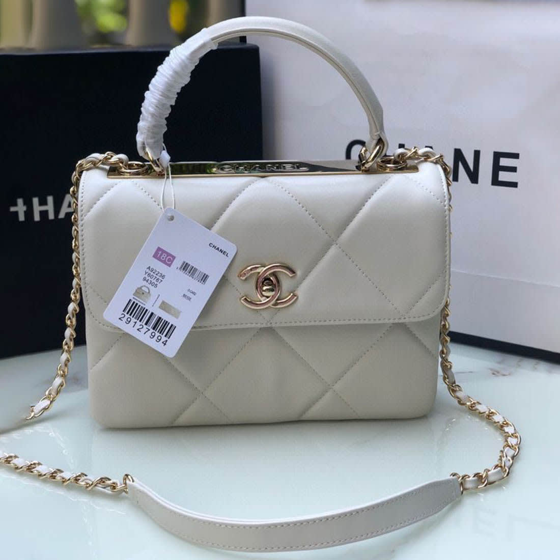 Chanel New Trendy CC Top White Handle Bag-0