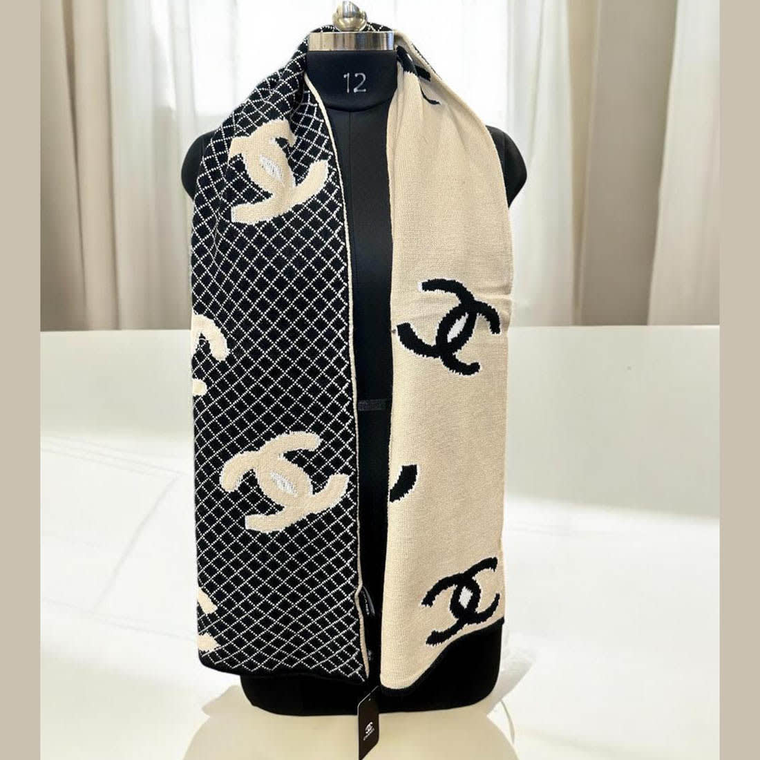Chanel Reversible Black Woolen Muffler-0
