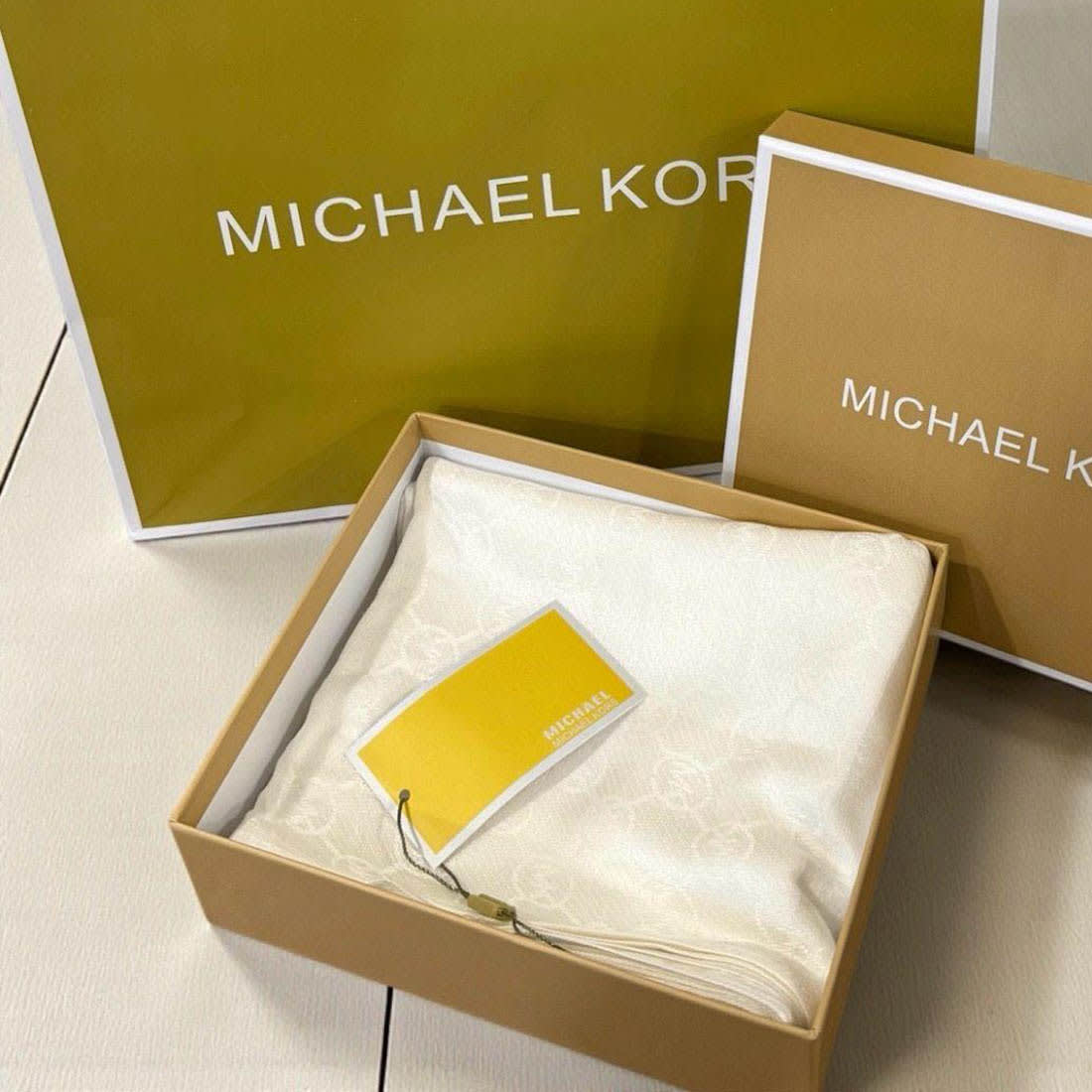 Michael Kors White Semi Woolen Stole-1