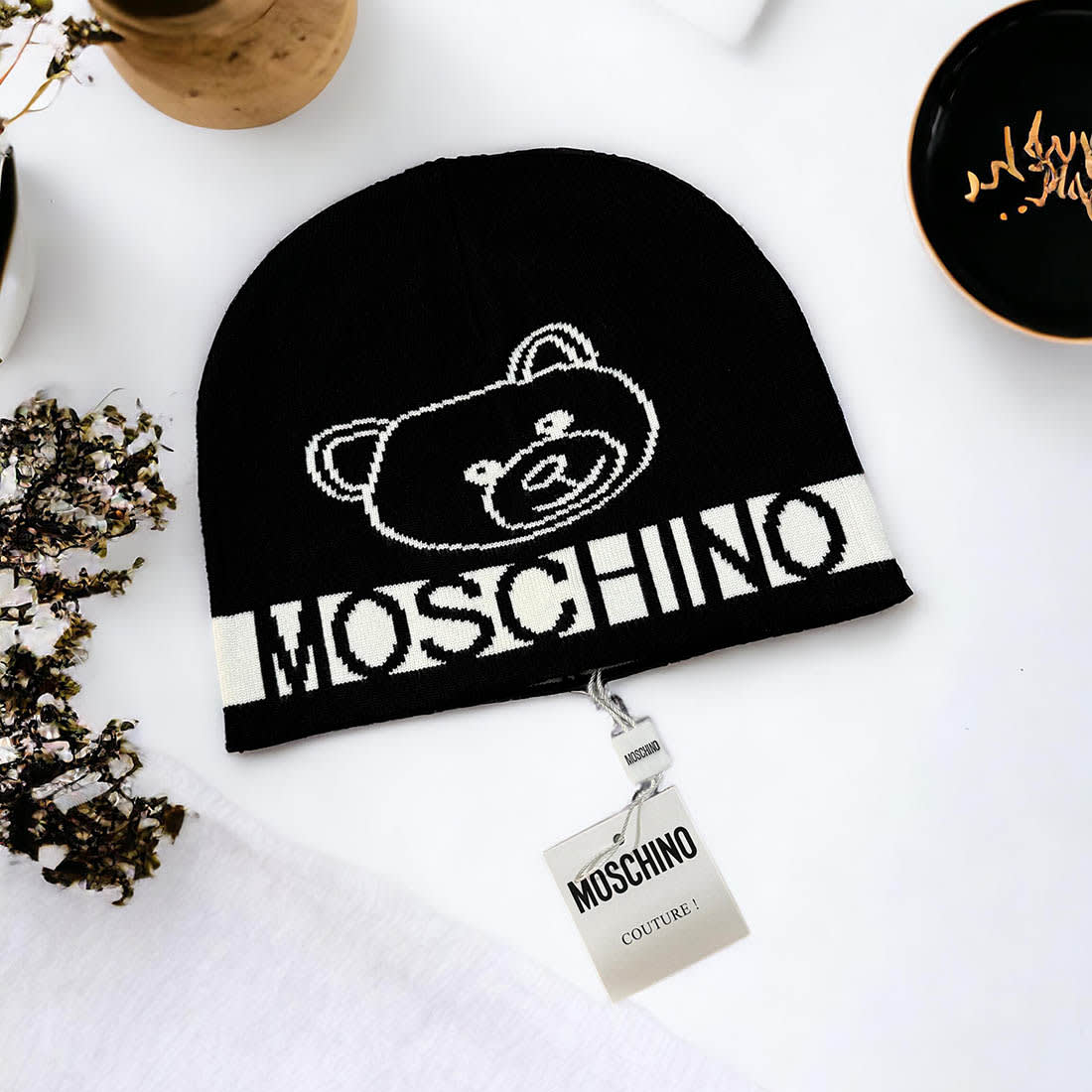 Moschino Black Cashmere Beanie-1