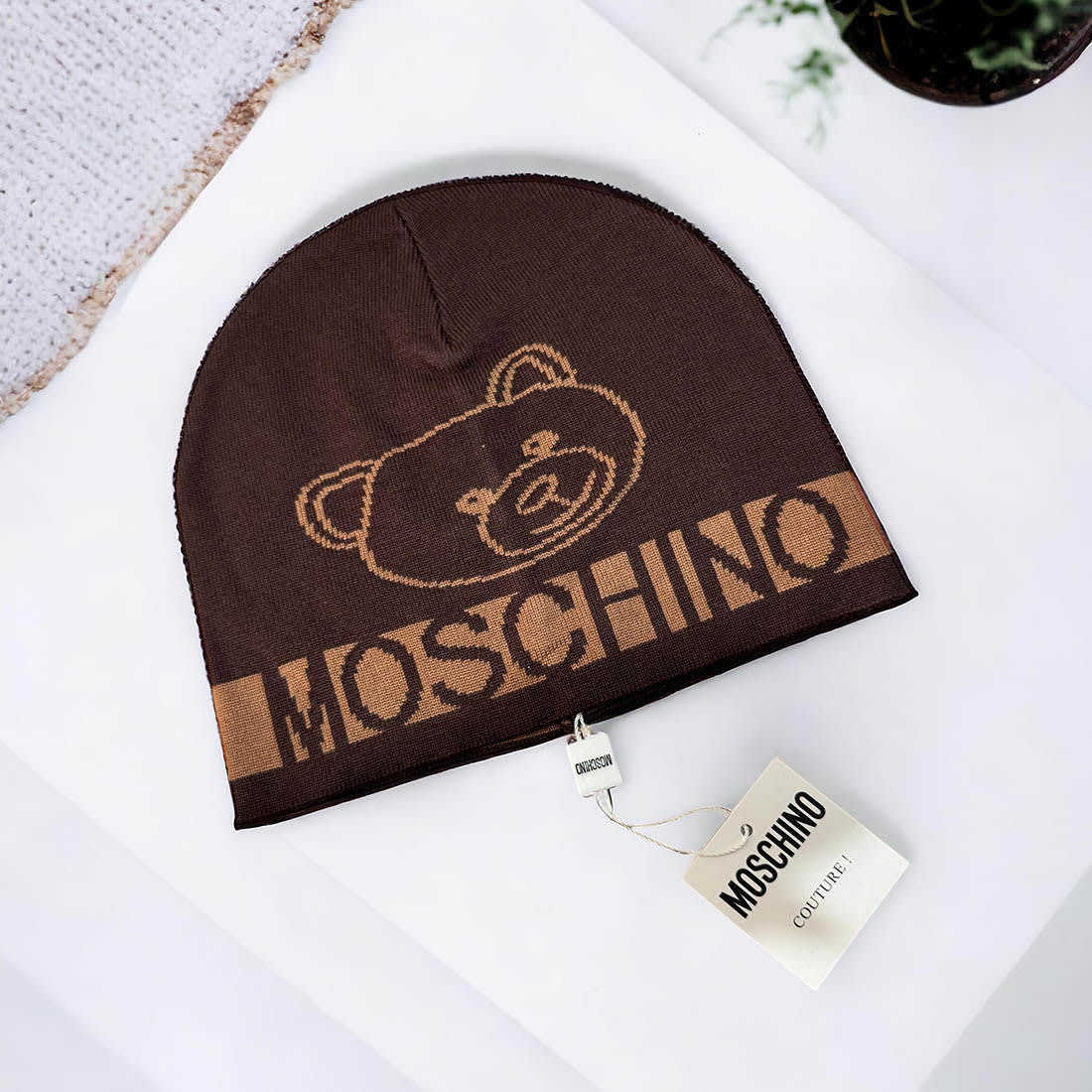 Moschino Brown Cashmere Beanie-1