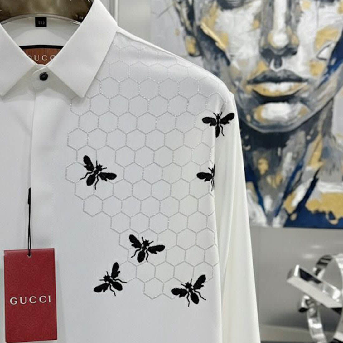 Gucci GG Embroidery White Stretch Cotton Shirt-1