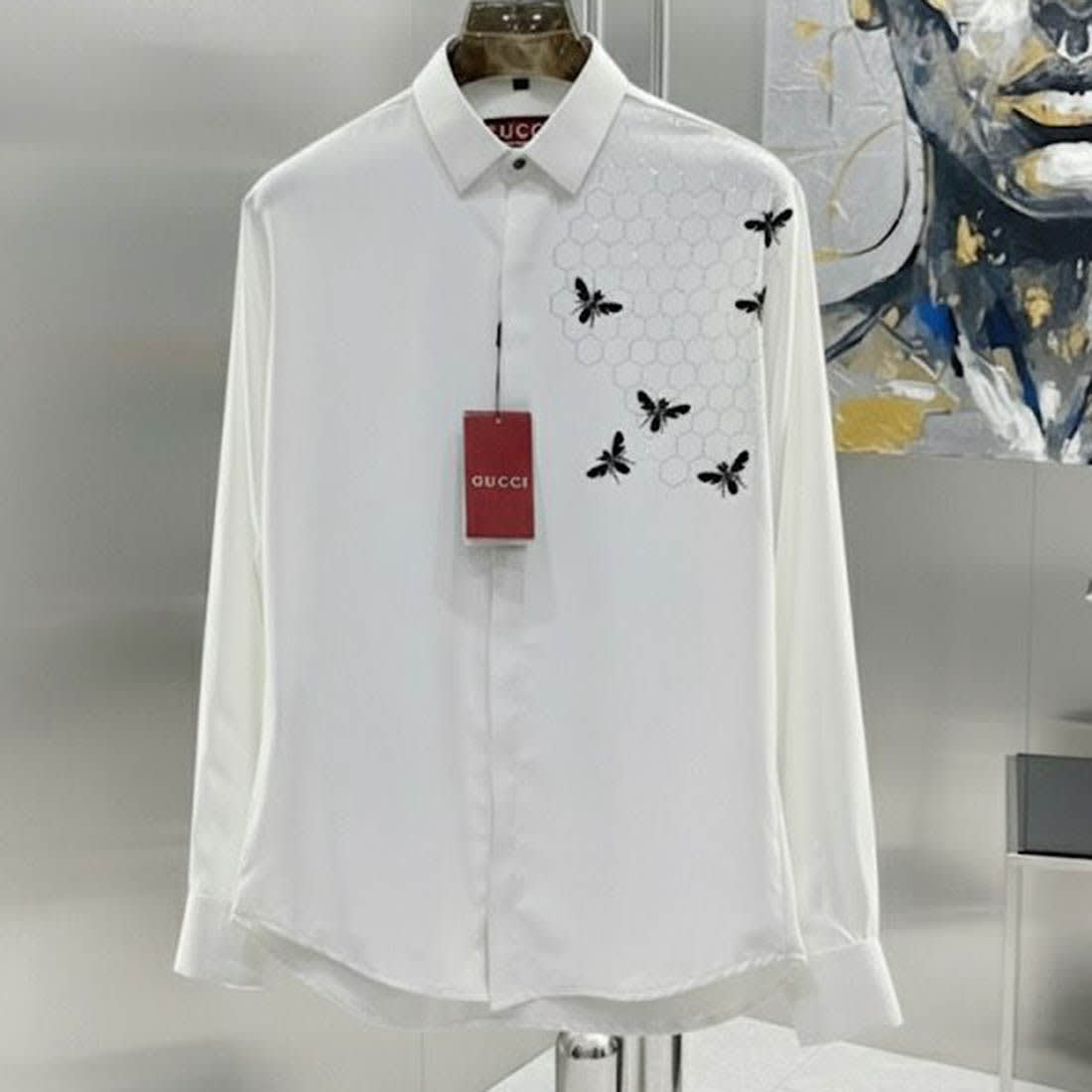 Gucci GG Embroidery White Stretch Cotton Shirt-2