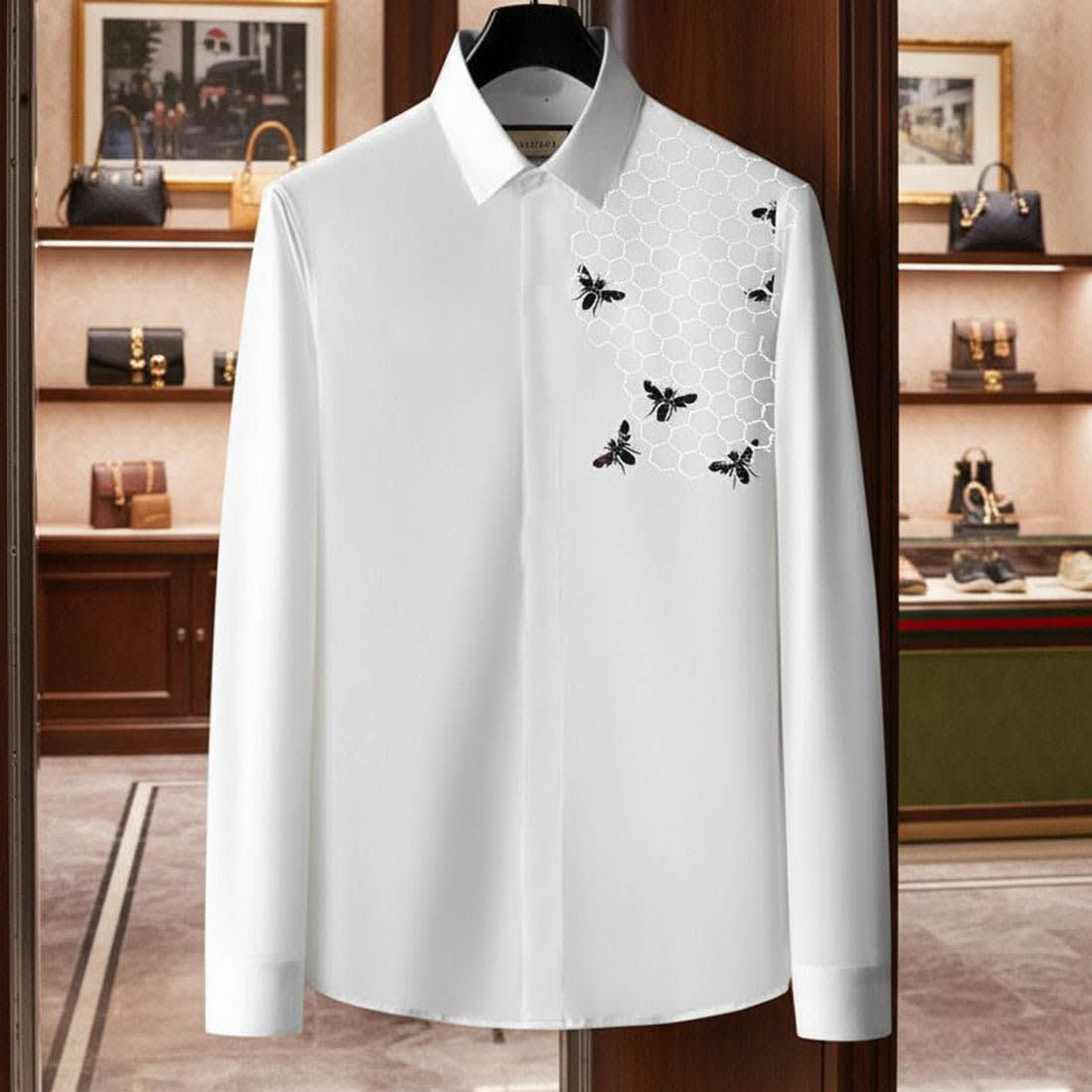 Gucci GG Embroidery White Stretch Cotton Shirt-0