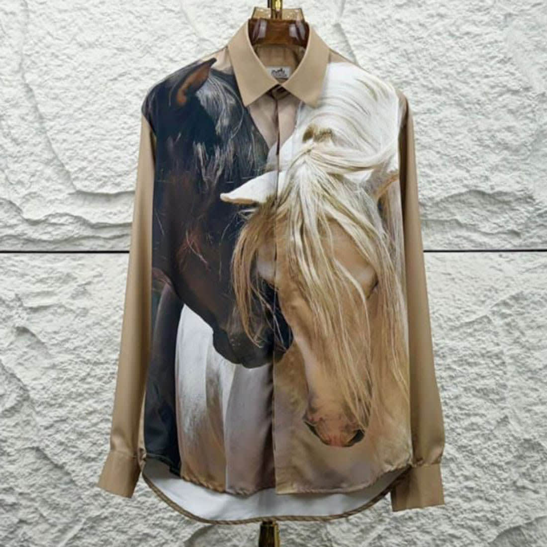 Hermès Embroidery Horse Logo Brown Premium Shirt-0