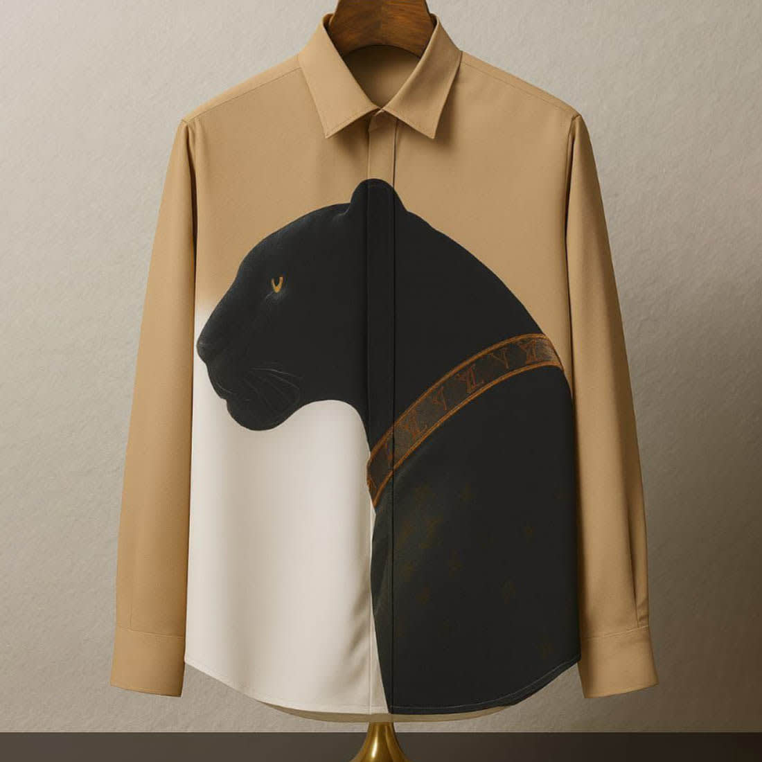 Louis Vuitton Monogram Brown Panther Print Premium Cotton Shirt-0