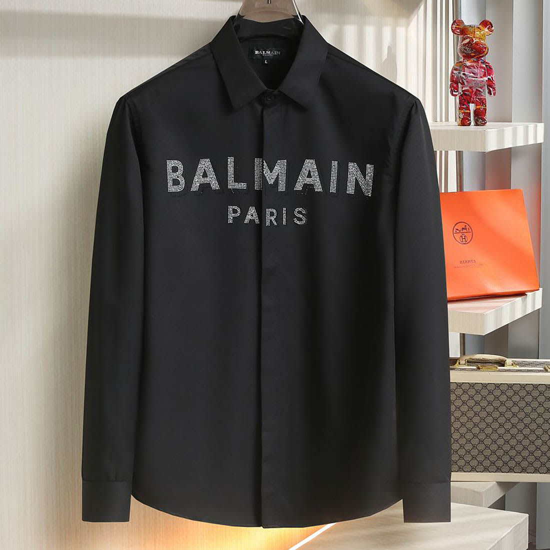 Balmain Embroidered Black Premium Cotton Shirt-1