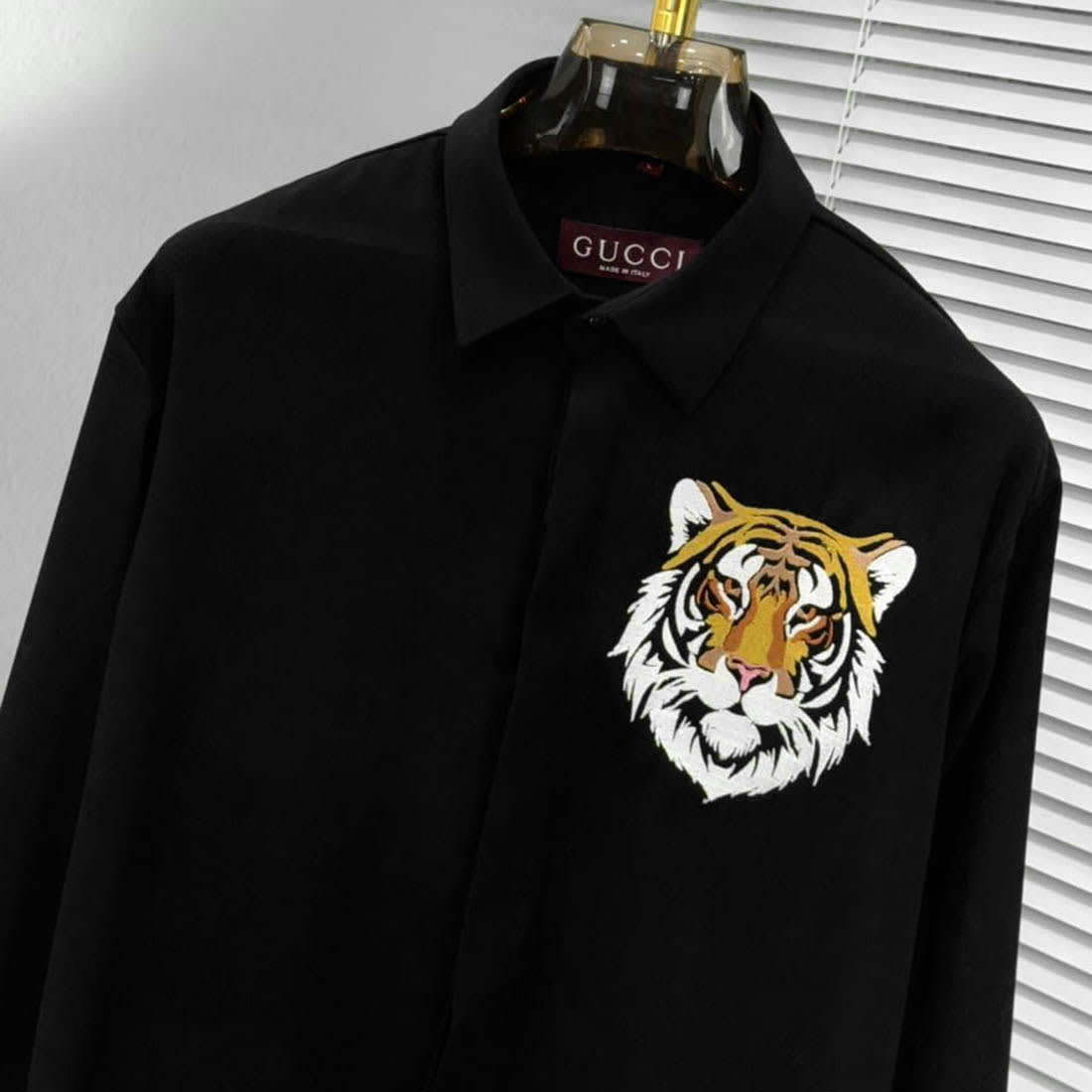 Gucci GG Embroidery Black Lycra Cotton Shirt-1