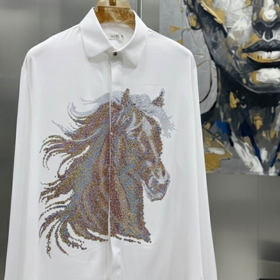 Hermès Embroidery Horse Logo White Premium Shirt-1