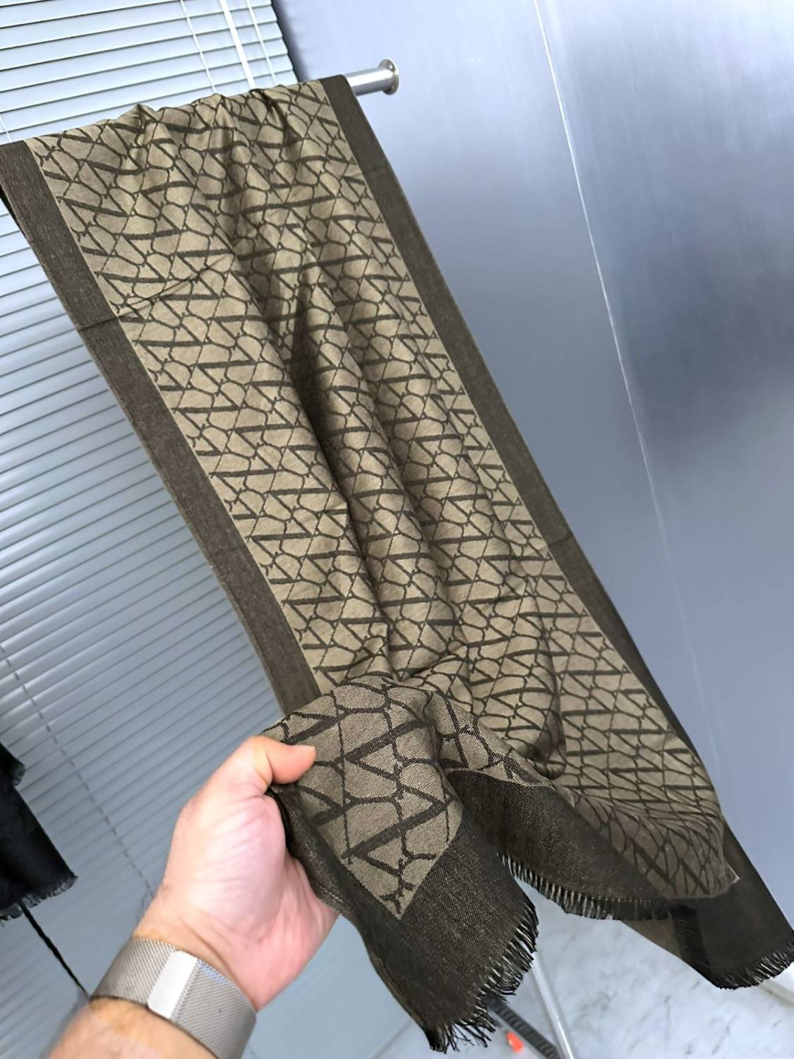 Valentino Designer Brown Silk Stole-1