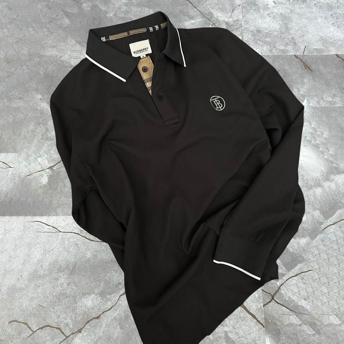 Burberry Embroidered logo Black Premium Polo T-shirt-1