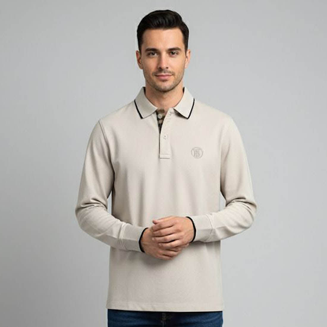 Burberry Embroidered logo Cream Premium Polo T-shirt-0