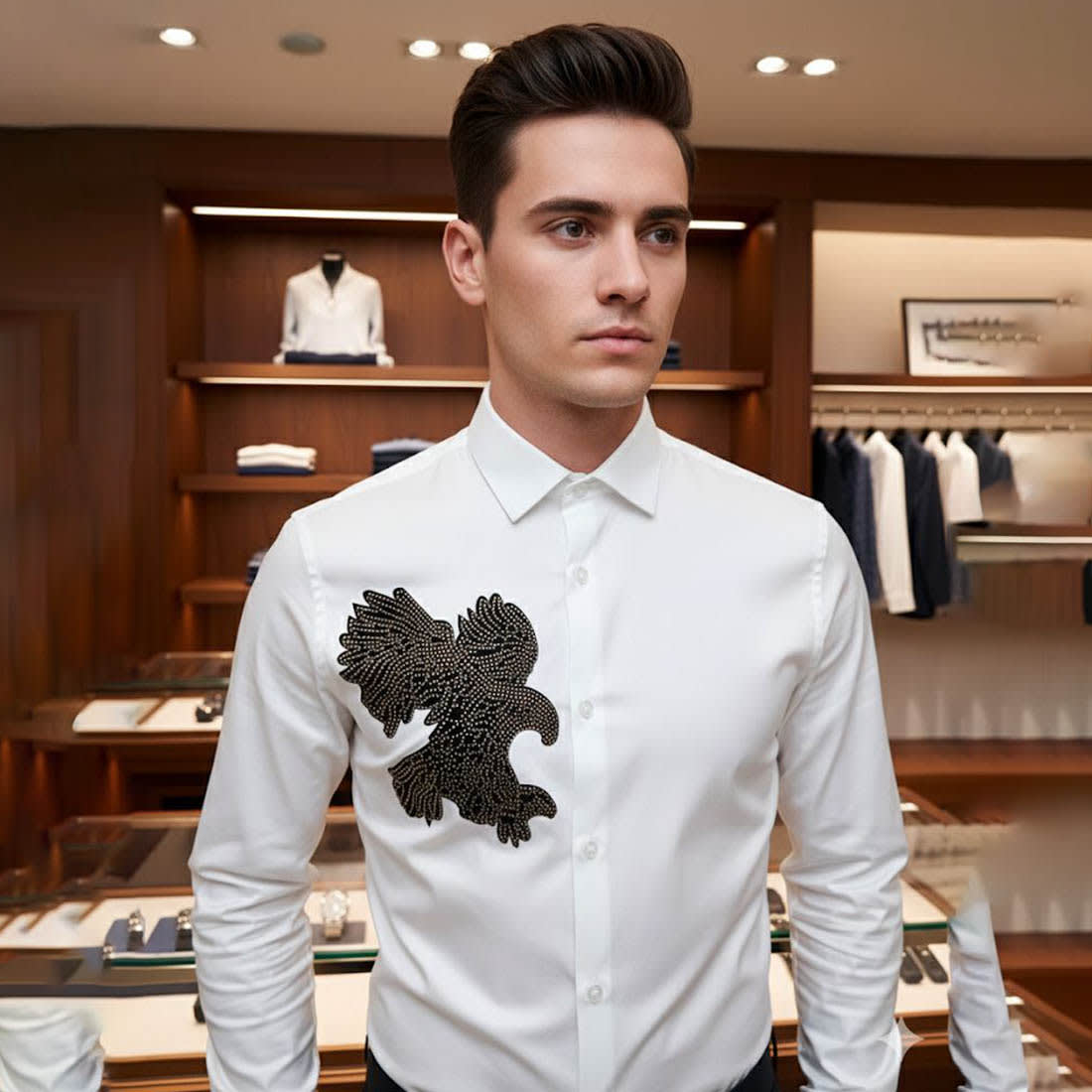 Armani Exchange Eagle Print White Cotton Shirt-0