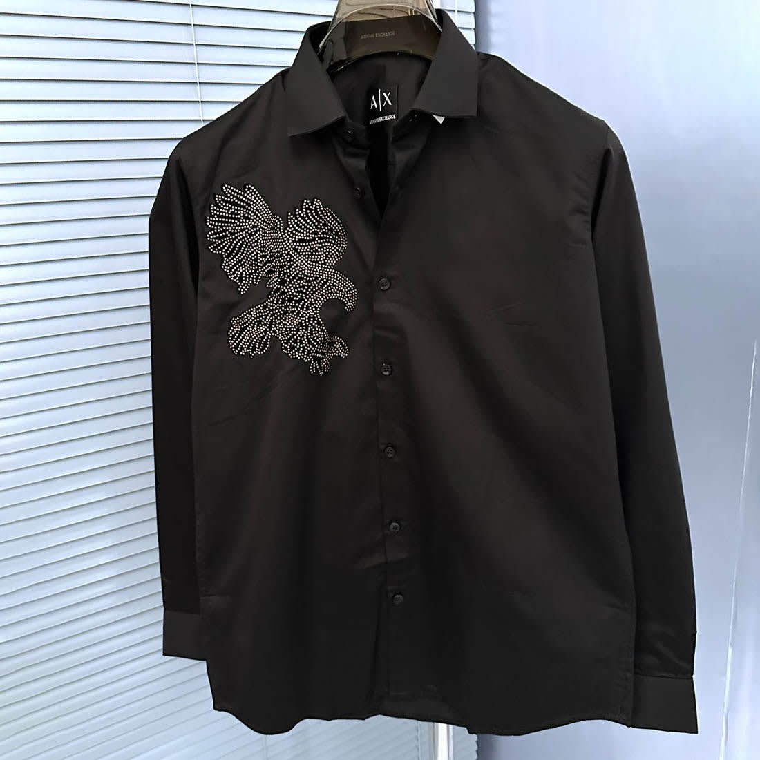 Armani Exchange Eagle Print Black Cotton Shirt-1