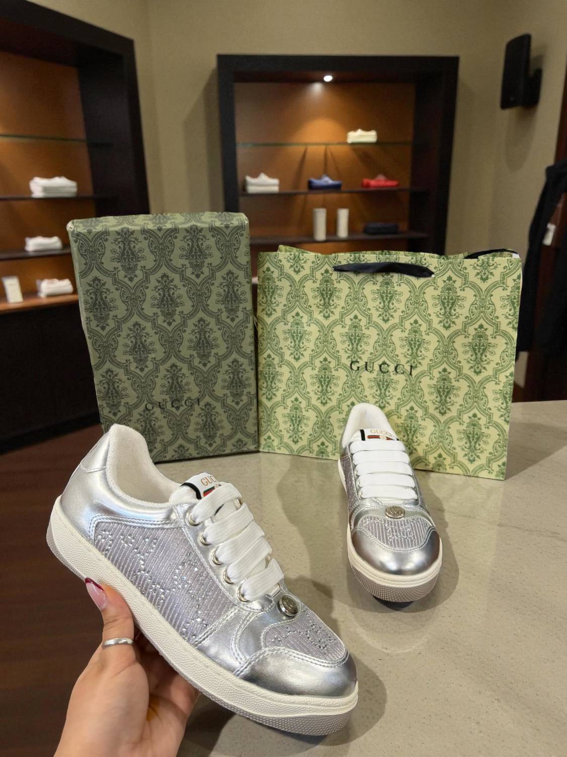 Gucci GG Silver Trainer Sneaker-1