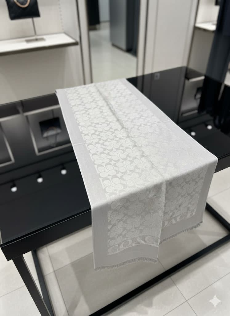 Coach Signature Grey Cashmere Muffler-1